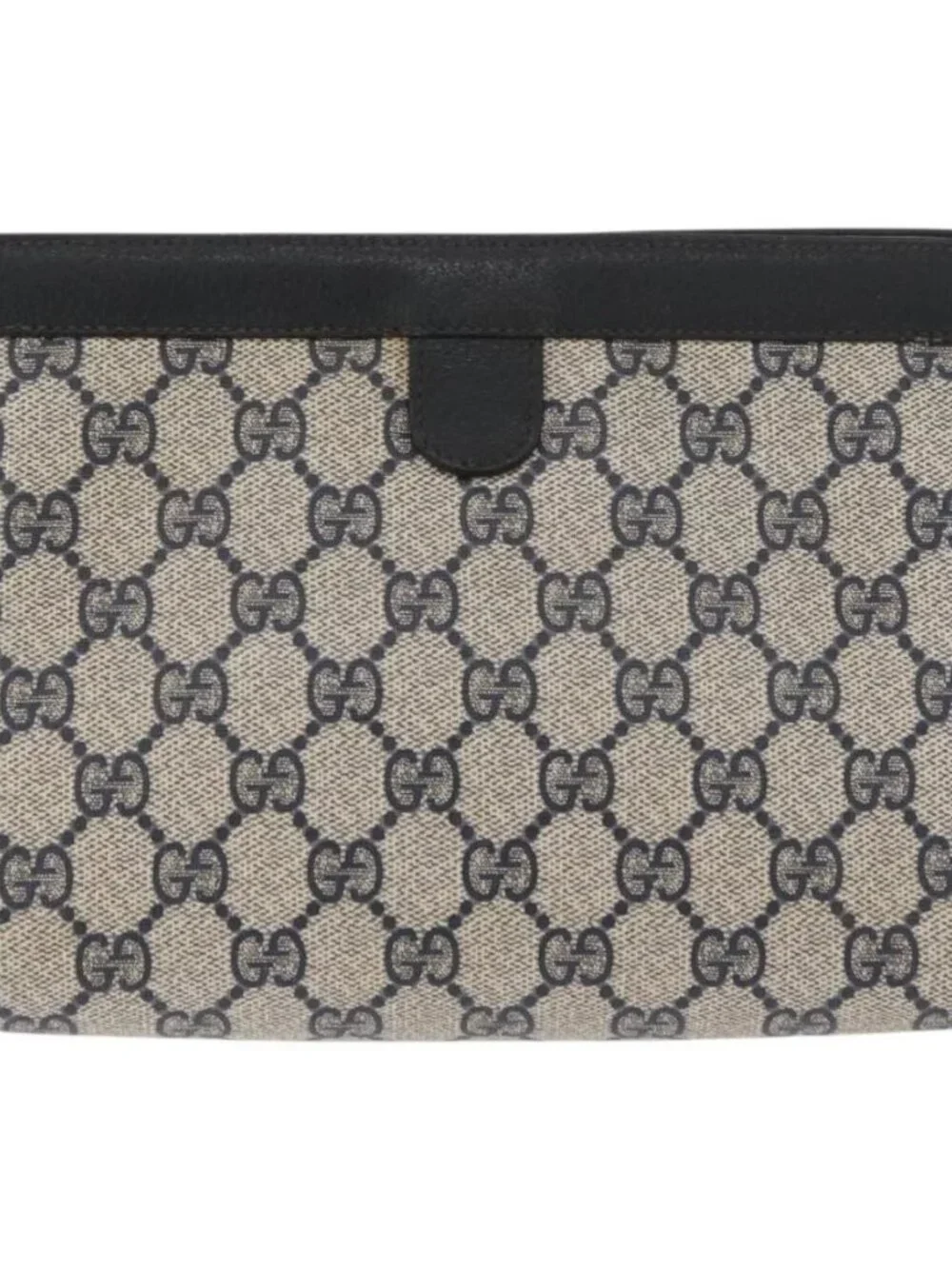 GUCCI GG Supreme Sherry Line Clutch Bag PVC Navy Red 89 01 032 Auth 182810